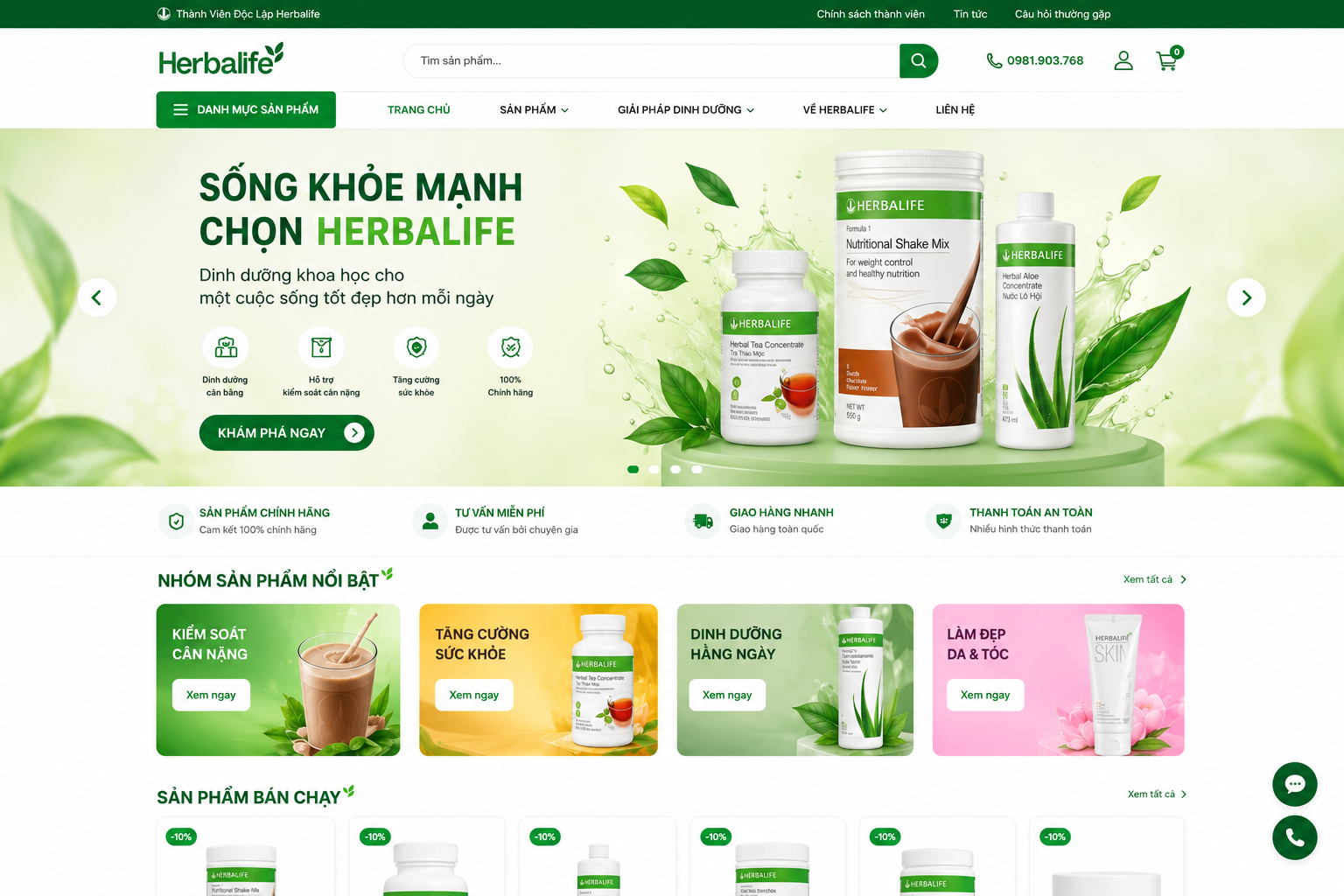 Sản phẩm Herbalife thực tế